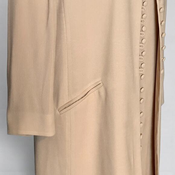 Vintage 80s Jones New York Dress Jacket Set Sz 16 Champagne Mother of Bride Glam - Picture 8 of 12